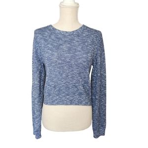 Forever 21 Light Blue Heathered Cropped Sweater - Medium